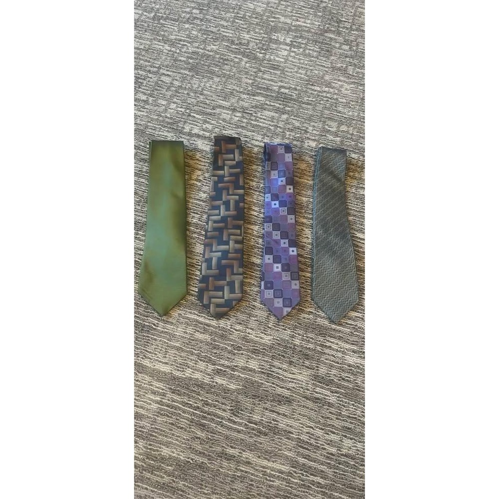 Mens Designer Tie Lot 4pc Calvin Klein Van Heusen Shane Barnes Kai Long Silk